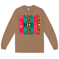 Toasted Coconut Colored Leopard and Wood Patterned Western Brush Strokes Long Sleeve Tee - Bettercallsaul