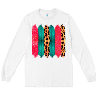 White Colored Leopard and Wood Patterned Western Brush Strokes Long Sleeve Tee - Bettercallsaul