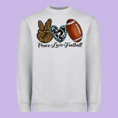 Peace Love Football Heavyweight Sweatshirt Designed By Ranaportraitstore