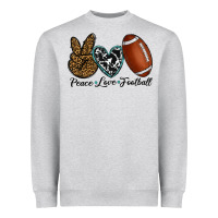 Heather Grey peace love football Heavyweight Sweatshirt - RanaPortraitStore