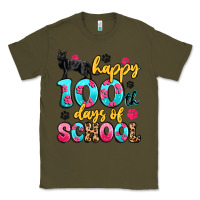 Army Green happy 100th days of school cat Classic Tee - Artiststas