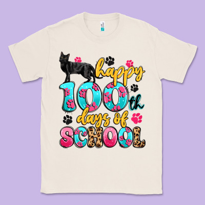 Happy 100th Days Of School Cat Classic Tee Designed By Artiststas