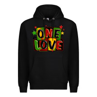 Black one love juneteenth Premium Hoodie - LillyAllenDesigns