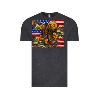 Vintage Black Army USA lag leopard camouflage sunflower 20oz Vintage Tee - Neo Western