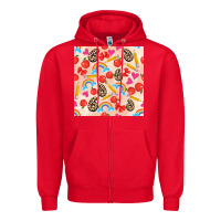Red back to school seamless pattern 6 (3600x3600) Zipper Hoodie - AdoDesignShop