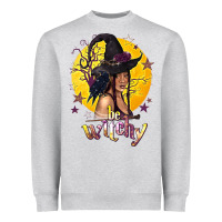 Heather Grey Be Witchy Black Witch Heavyweight Sweatshirt - texasbilliewilder