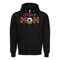 Black soccer mom with ball and sunflower Zipper Hoodie - Artiststas