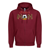 Burgundy soccer mom with ball and sunflower Zipper Hoodie - Artiststas