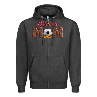 Charcoal Heather soccer mom with ball and sunflower Zipper Hoodie - Artiststas