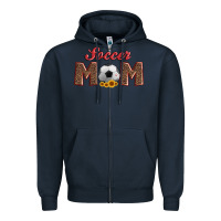 Navy soccer mom with ball and sunflower Zipper Hoodie - Artiststas