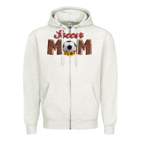 Oatmeal Heather soccer mom with ball and sunflower Zipper Hoodie - Artiststas