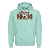 Seafoam soccer mom with ball and sunflower Zipper Hoodie - Artiststas