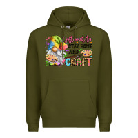 Army Green i just want to stay home and craft Premium Hoodie - LillyAllenDesigns