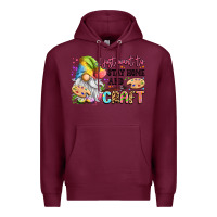 Burgundy i just want to stay home and craft Premium Hoodie - LillyAllenDesigns