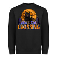 Black Black Cat Crossing Heavyweight Sweatshirt - texasbilliewilder