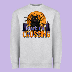 Black Cat Crossing Heavyweight Sweatshirt Designed By Texasbilliewilder