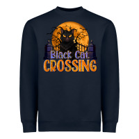 Navy Black Cat Crossing Heavyweight Sweatshirt - texasbilliewilder