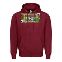 Burgundy soccer mom with ball and cactus and serape licanse plate Zipper Hoodie - Artiststas