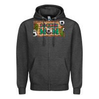 Charcoal Heather soccer mom with ball and cactus and serape licanse plate Zipper Hoodie - Artiststas