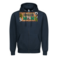 Navy soccer mom with ball and cactus and serape licanse plate Zipper Hoodie - Artiststas