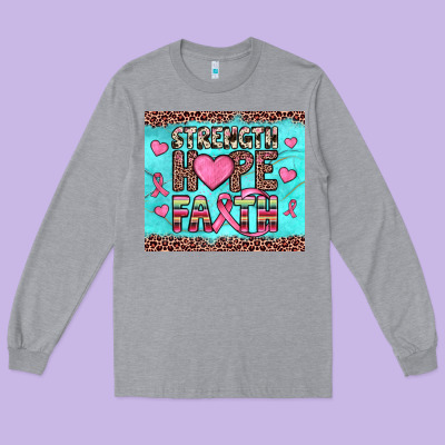 Strength Hope Faith Long Sleeve Tee Designed By Jahusdesignshop