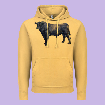 Black Angus Bull Vintage Hoodie Designed By Ranaportraitstore