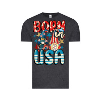 Vintage Black Born in USA gnomes 4th of July Vintage Tee - CowGirlArtShop