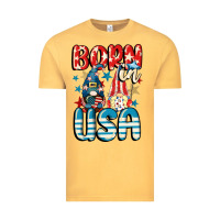 Vintage Mustard Born in USA gnomes 4th of July Vintage Tee - CowGirlArtShop