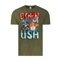 Vintage Olive Born in USA gnomes 4th of July Vintage Tee - CowGirlArtShop