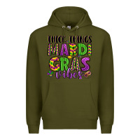 Army Green thick things mardi gras vibes Premium Hoodie - LillyAllenDesigns