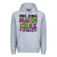 Heather Grey thick things mardi gras vibes Premium Hoodie - LillyAllenDesigns