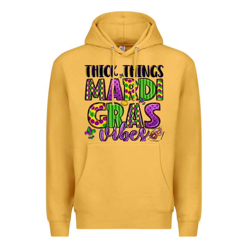 Thick Things Mardi Gras Vibes Premium Hoodie by LillyAllenDesigns | Teevron