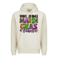 Oatmeal Heather thick things mardi gras vibes Premium Hoodie - LillyAllenDesigns