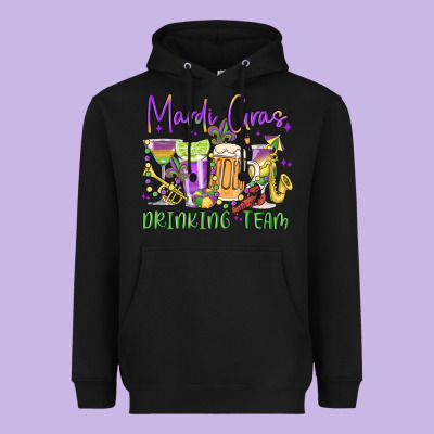Mardi Gras Drinking Team Heavyweight Hoodie Designed By Maliassmallbusiness
