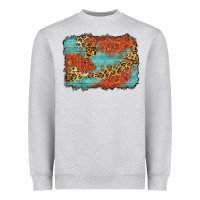 Heather Grey western leopard tooled leather background Heavyweight Sweatshirt - Zillion Design Studio