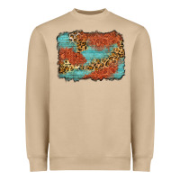 Mushroom western leopard tooled leather background Heavyweight Sweatshirt - Zillion Design Studio