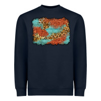 Navy western leopard tooled leather background Heavyweight Sweatshirt - Zillion Design Studio