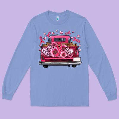 Breast Cancer Farm Truck Long Sleeve Tee Designed By Artiststas