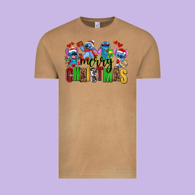 Merry Christmas Stitch Vintage Tee Designed By Adodesignshop