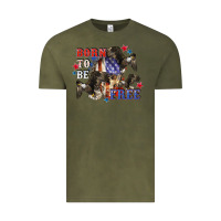 Vintage Olive Born to be free 4th of july Vintage Tee - CowGirlArtShop