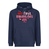 Navy my first valentines day Heavyweight Hoodie - MaliasSmallBusiness