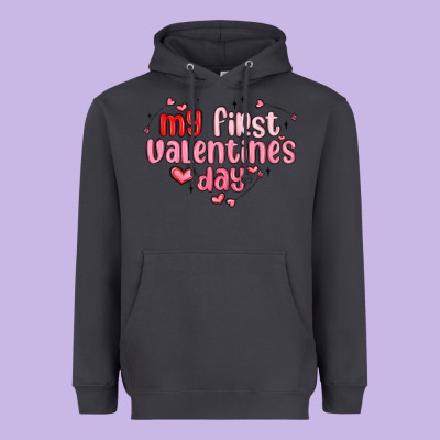 My First Valentines Day Heavyweight Hoodie Designed By Maliassmallbusiness