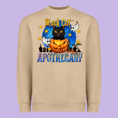 Black Cat Apothecary Heavyweight Sweatshirt Designed By Texasbilliewilder
