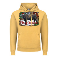 Vintage Mustard merry Christmas black angus bull and farm Vintage Hoodie - RanaPortraitStore