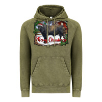 Vintage Olive merry Christmas black angus bull and farm Vintage Hoodie - RanaPortraitStore