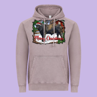 Merry Christmas Black Angus Bull And Farm Vintage Hoodie Designed By Ranaportraitstore