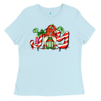 Baby Blue joy with gnomes and christmas cookie and candies Ladies Tee - AdoDesignShop
