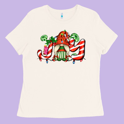 Joy With Gnomes And Christmas Cookie And Candies Ladies Tee Designed By Adodesignshop