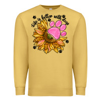 Antique Gold life is better with dogs Premium Sweatshirt - NancyCooperArtShop