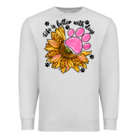 Dove Grey life is better with dogs Premium Sweatshirt - NancyCooperArtShop